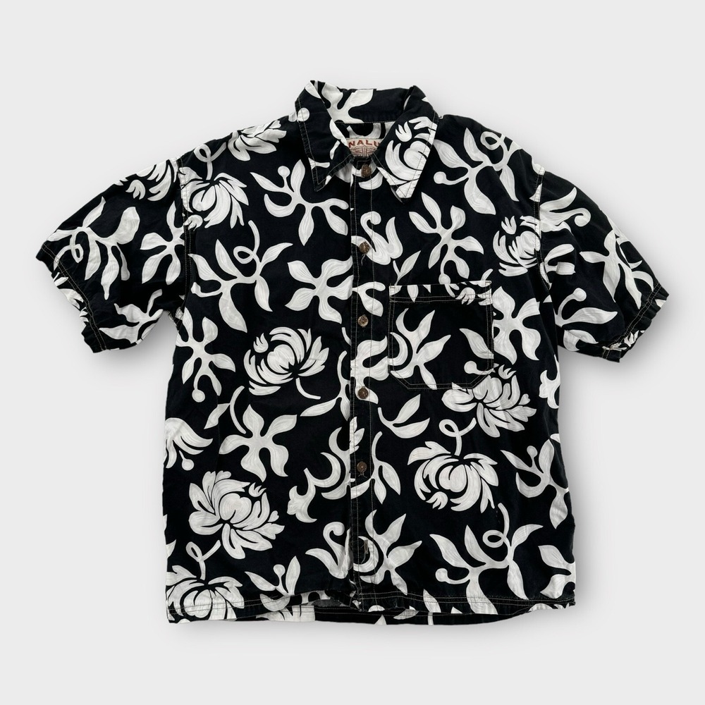 Vintage Nalu Hawaiian Shirt Mens Large‎ Bullhead Hawaii Embroidered
